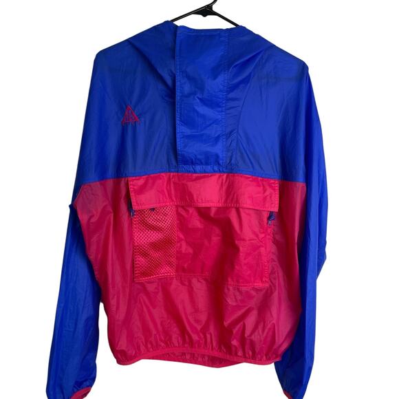 Nike Lab ACG Anorak Pullover Mens Small Hyper Royal Rush Pink Outdoors Pocket - Picture 1 of 9
